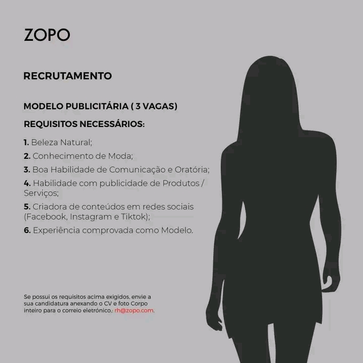 Modelo Publicitária (3 vagas) 