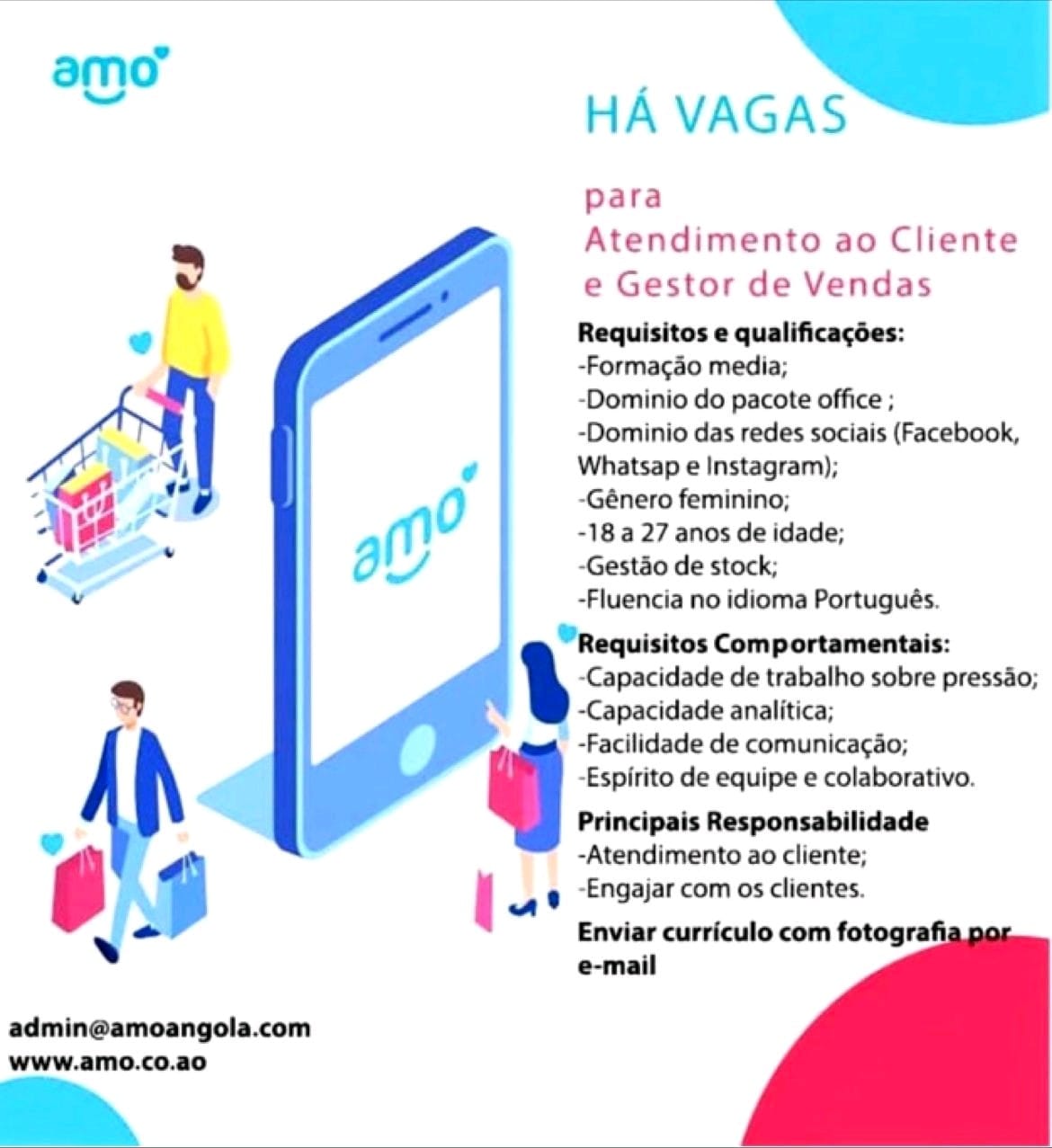 5 vagas disponíveis. 📢📢📣 #vagadeemprego #angolanos #foryoupage