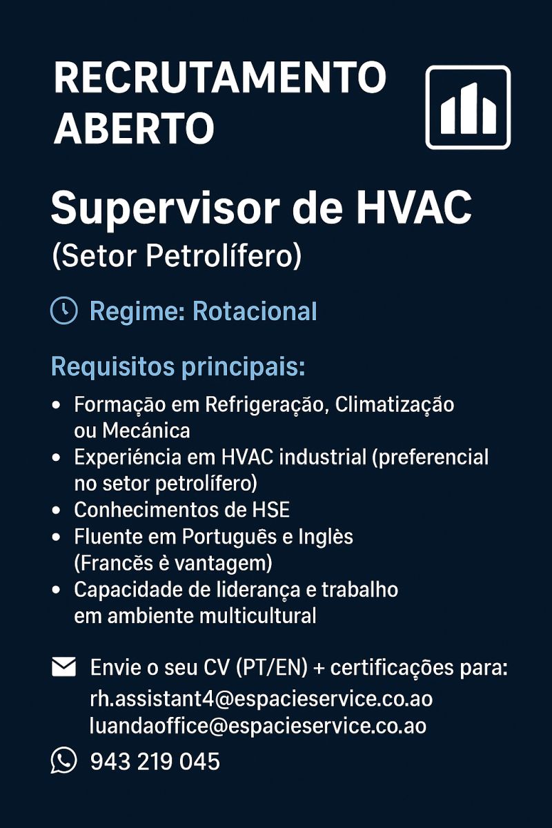 Vaga para  Supervisor de HVAC 