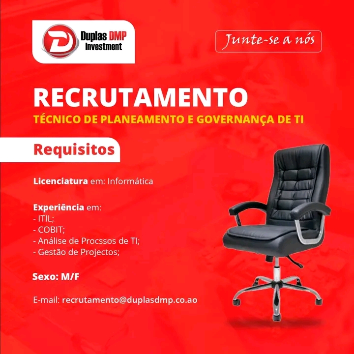 VAGA PARA TÉCNICO DE PLANEAMENTO E GOVERNANÇA DE TI 