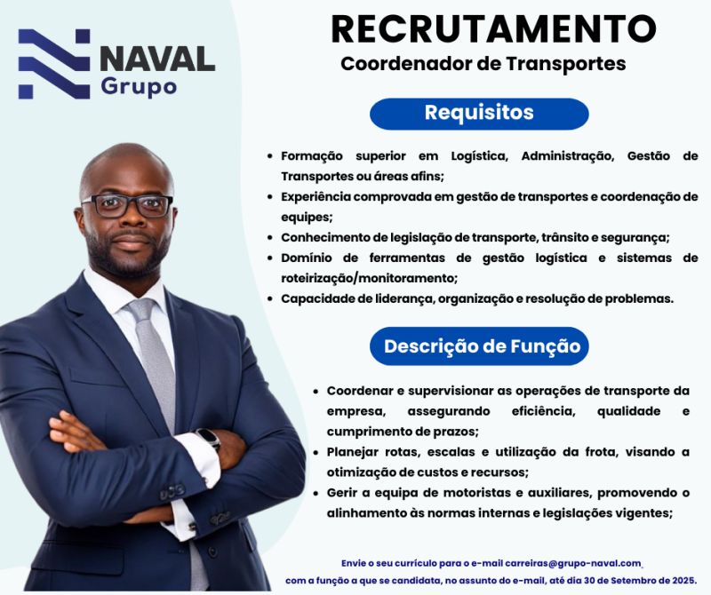 Vaga para Coordenador de Transportes (m/f)