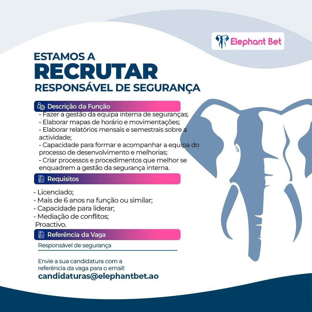Vaga para Responsável de Segurança