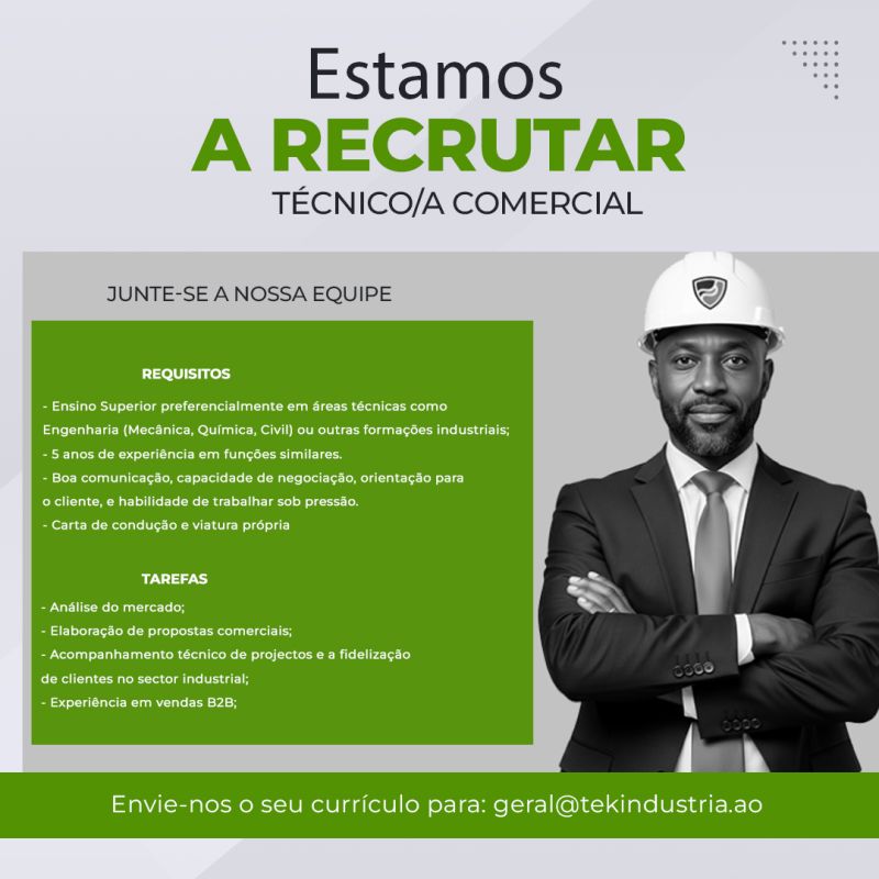 Vaga para Técnico/a Comercial