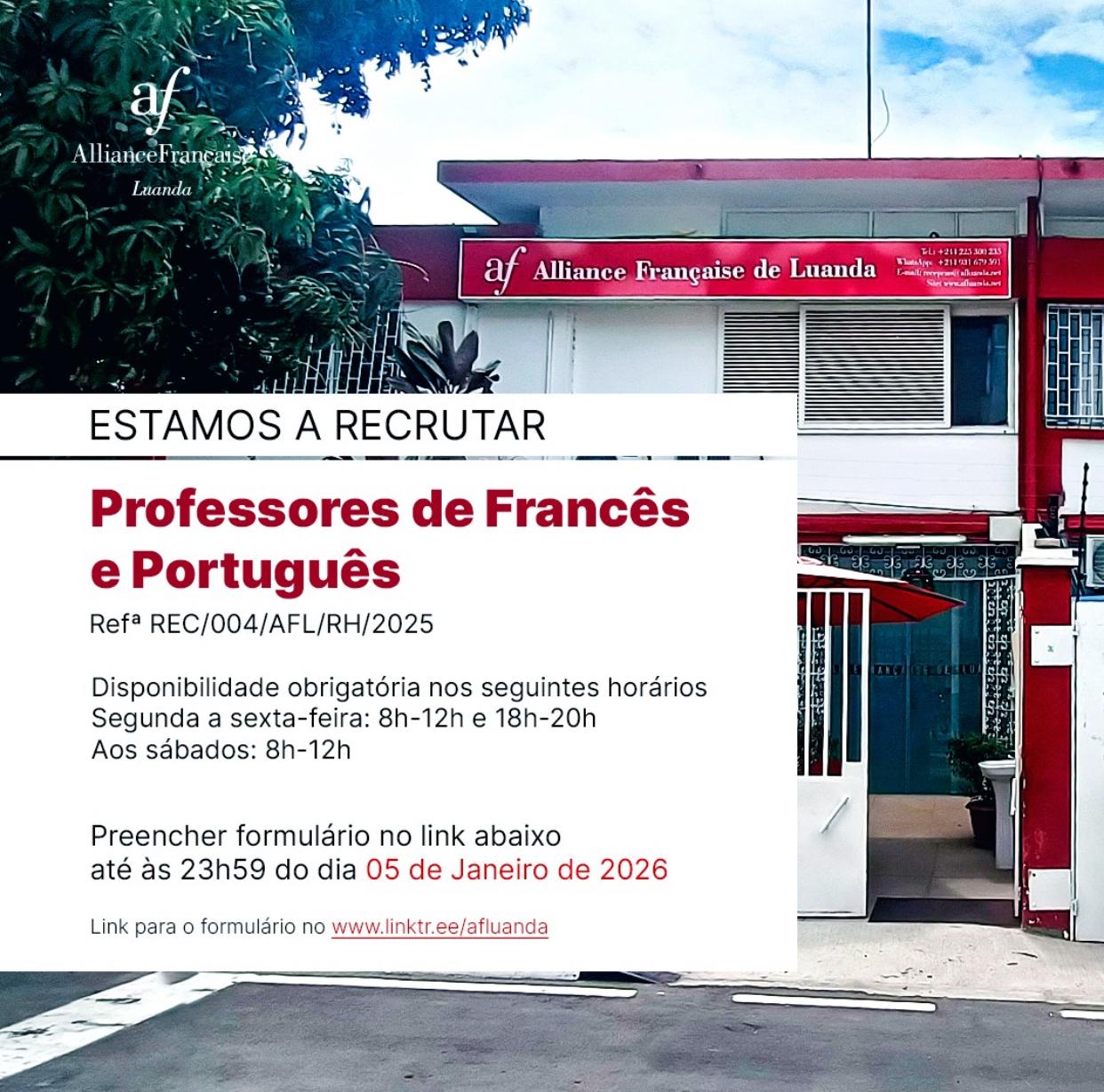 Vagas para Professores de Francês e Português 