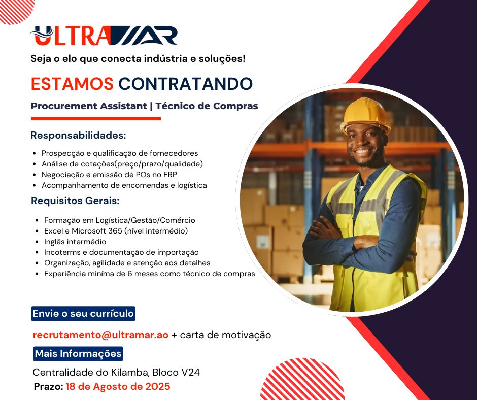 Ultramar está a contratar Assistente de Compras (Júnior)