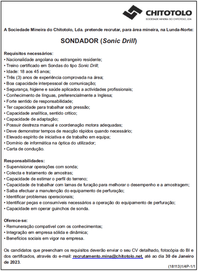 VAGA PARA SONDADOR (Sonic Drill)