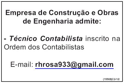 Vaga para Técnico Contabilista