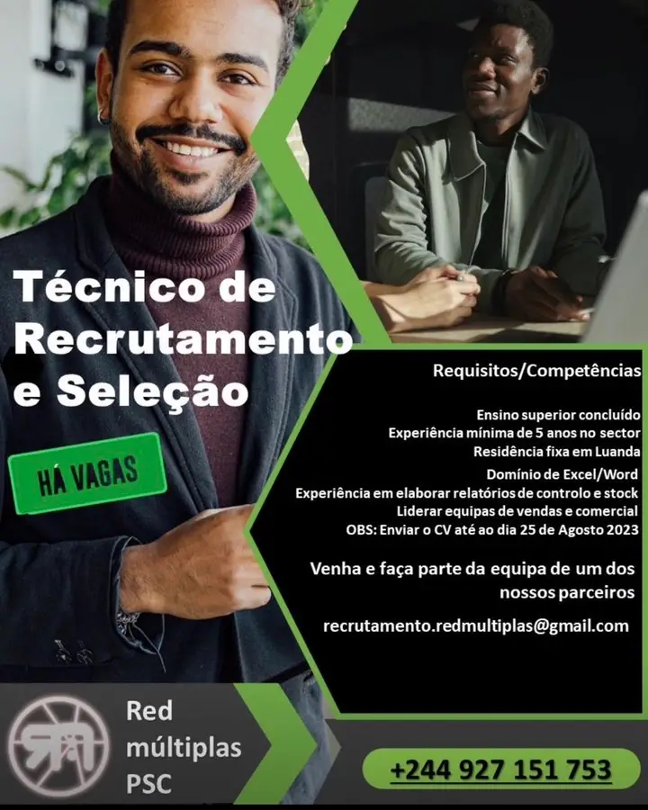 VAGA PARA TÉCNICO DE RECRUTAMENTO E SELEÇÃO 