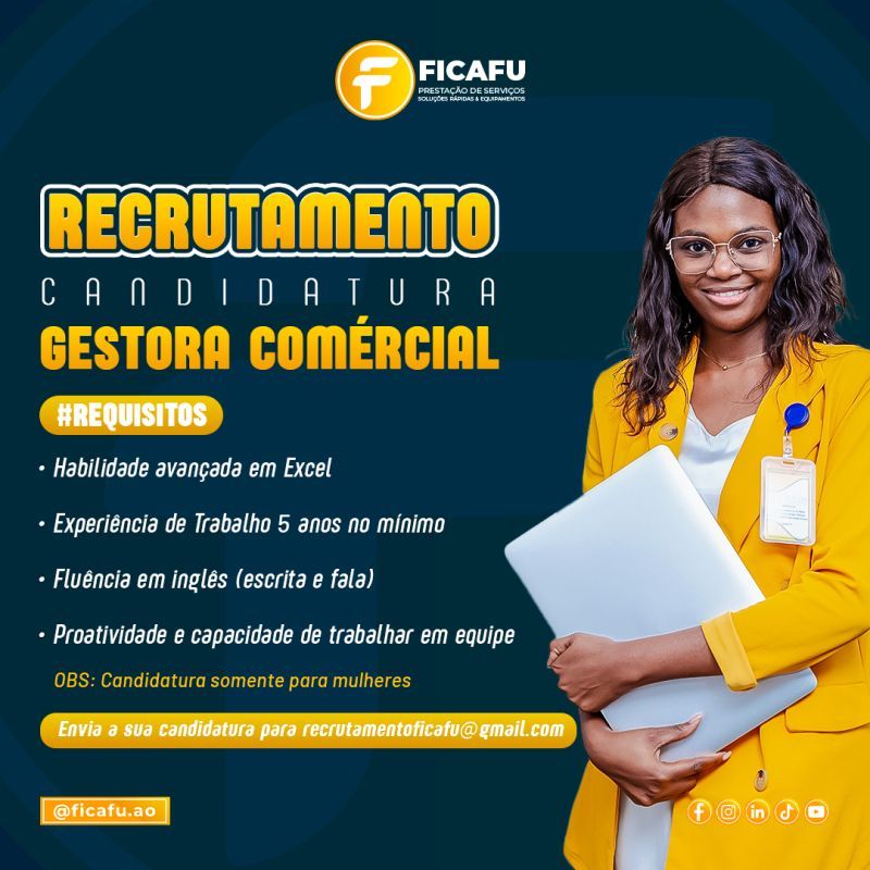 Vaga para Gestora Comercial 