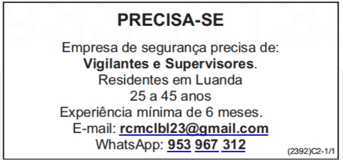 Vaga para Vigilantes e Supervisores 
