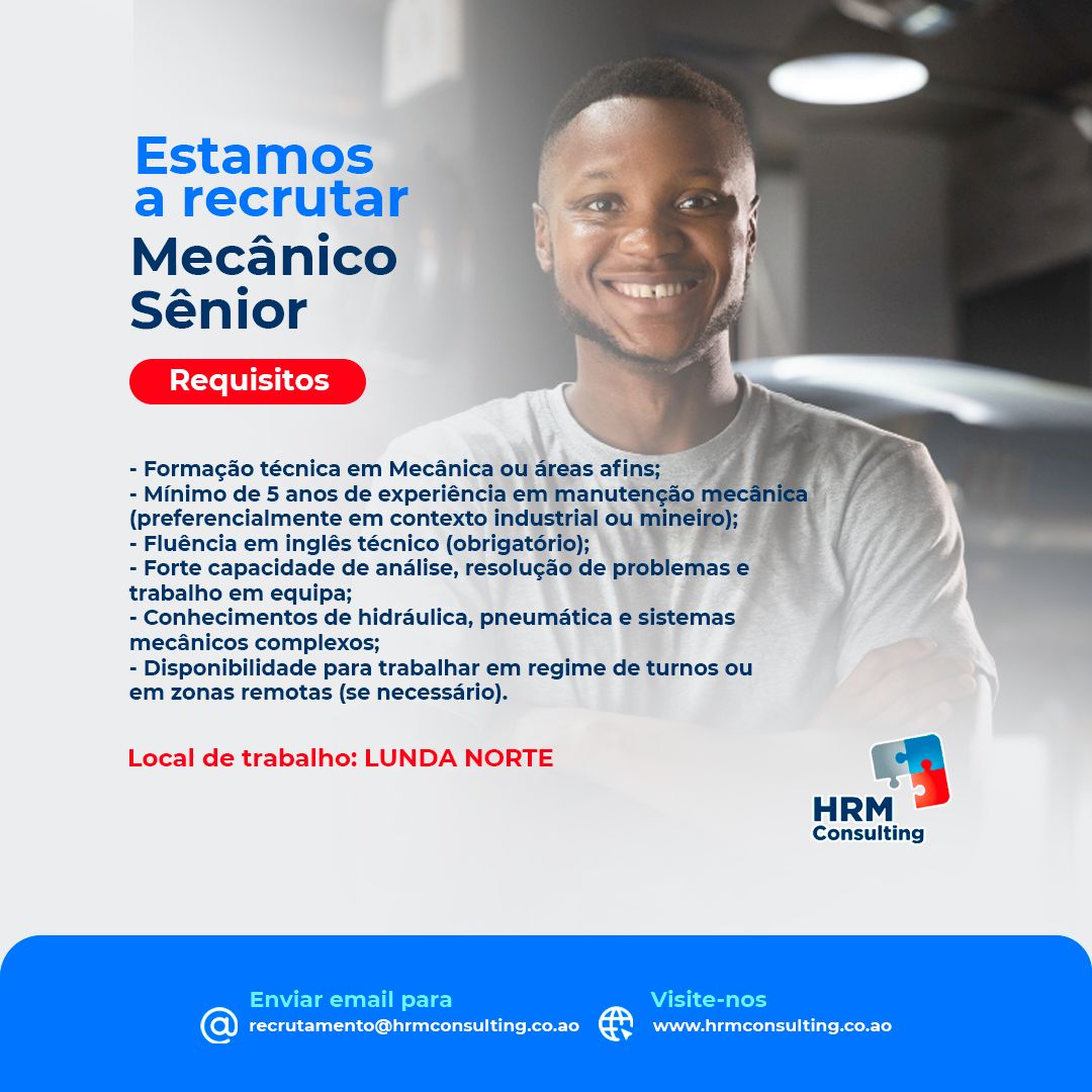 Estamos a recrutar Mecânico Sénior