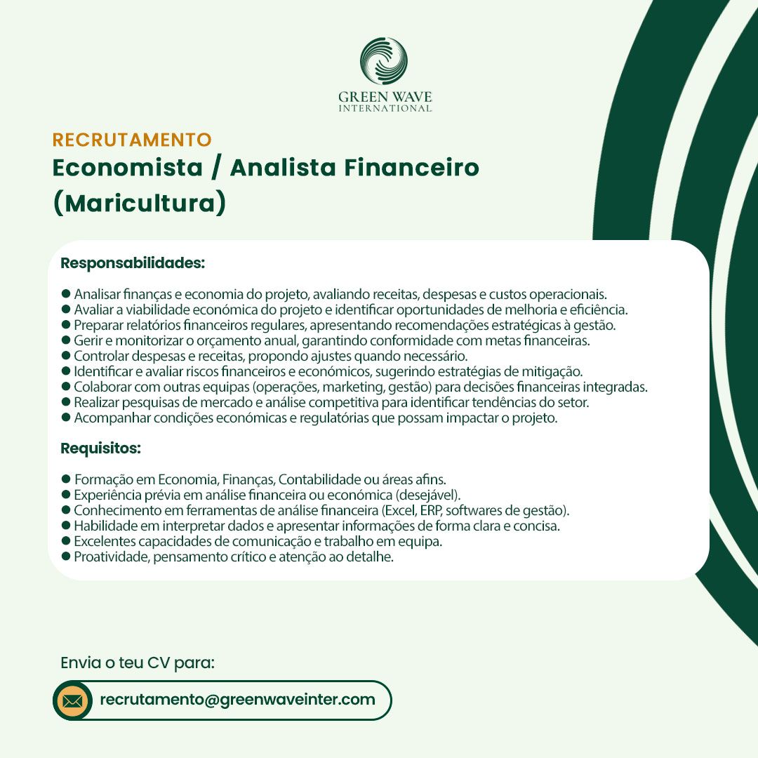 Vaga para Economista / Analista Financeiro