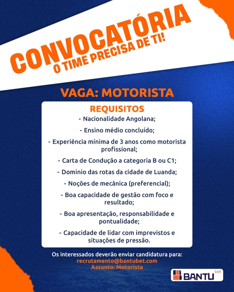 VAGA PARA MOTORISTA