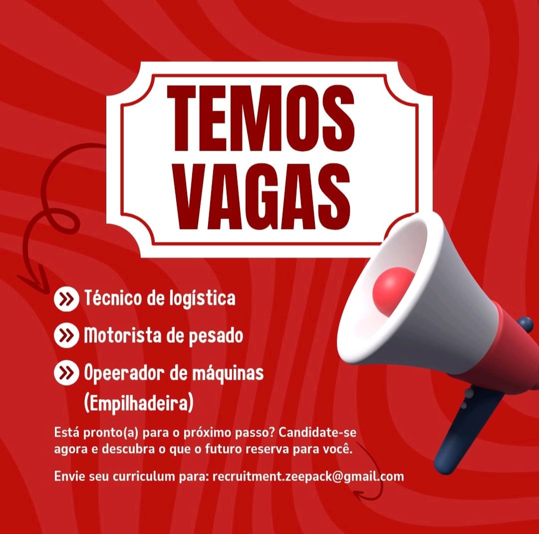 Vagas para Técnico de logística, Operador de máquinas e para Motorista de pesado