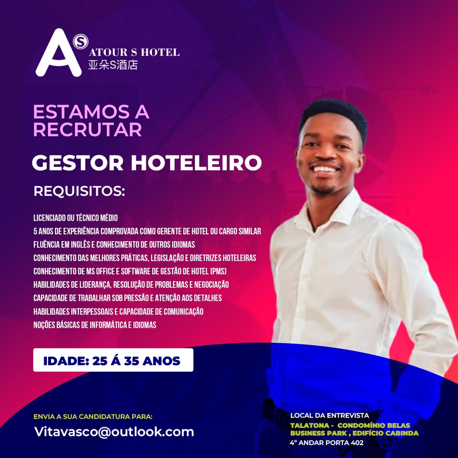Vaga para Gestor Hoteleiro