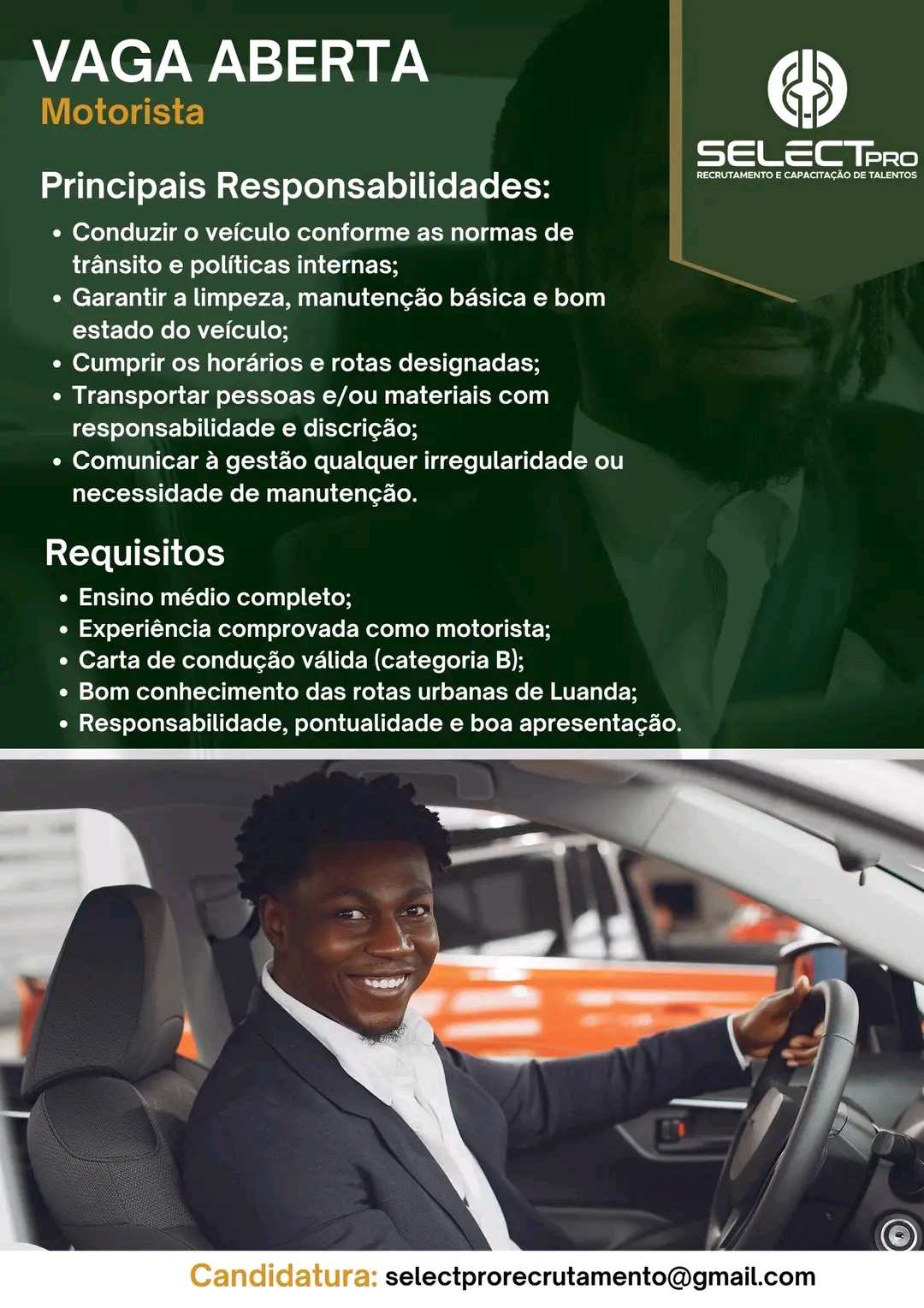 VAGA PARA MOTORISTA 