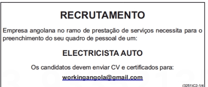 VAGA PARA ELECTRICISTA AUTO 