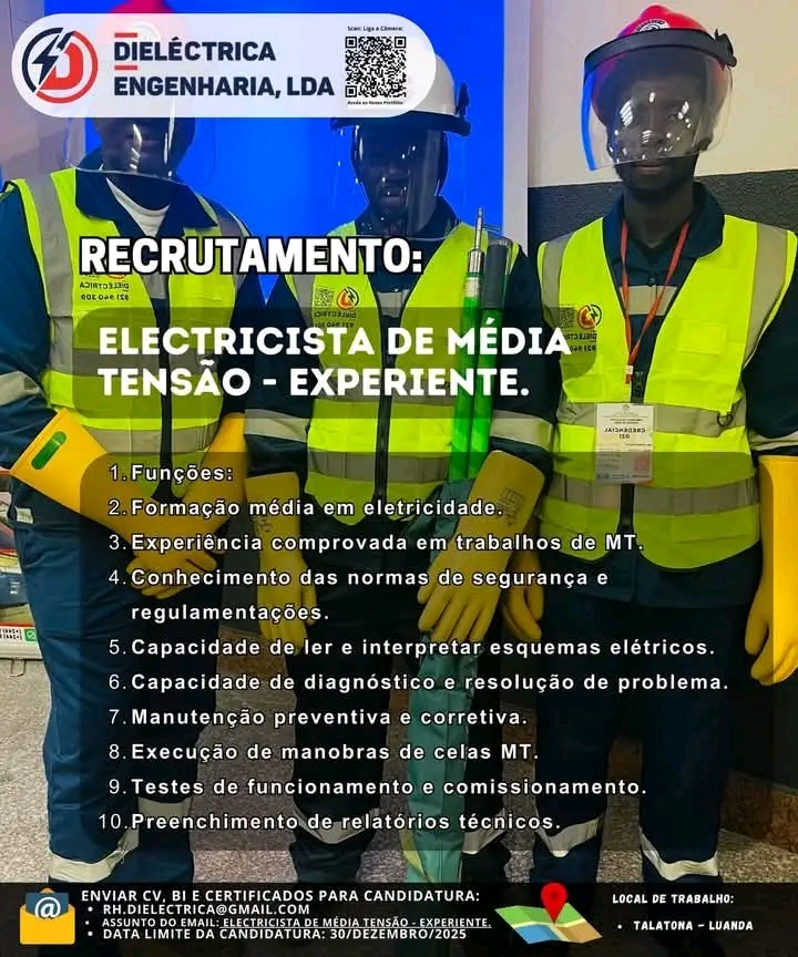 VAGA PARA ELECTRICISTA DE MÉDIA TENSÃO (EXPERIENTE)