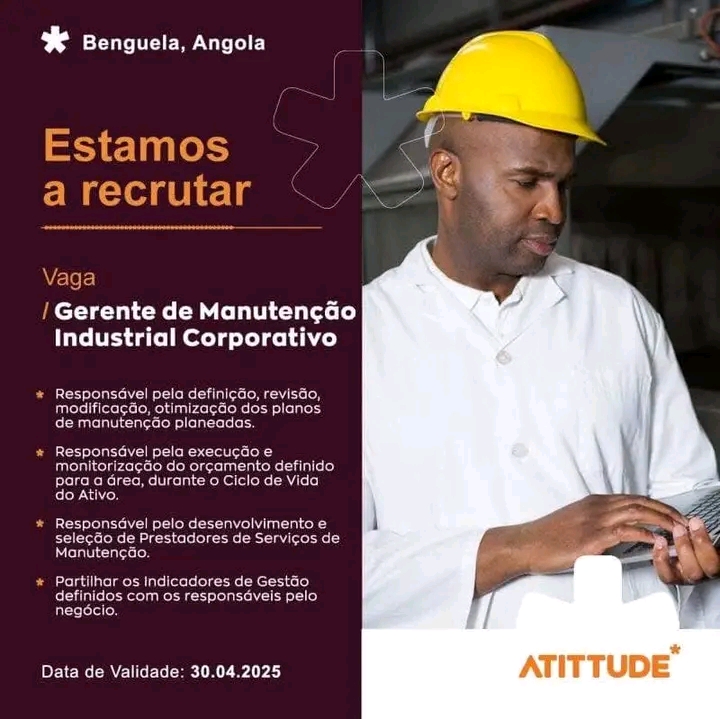 Vaga para Gerente de Manutenção Industrial Coorporativa