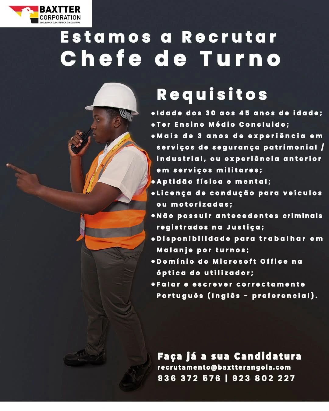 Vaga para Chefe de Turno