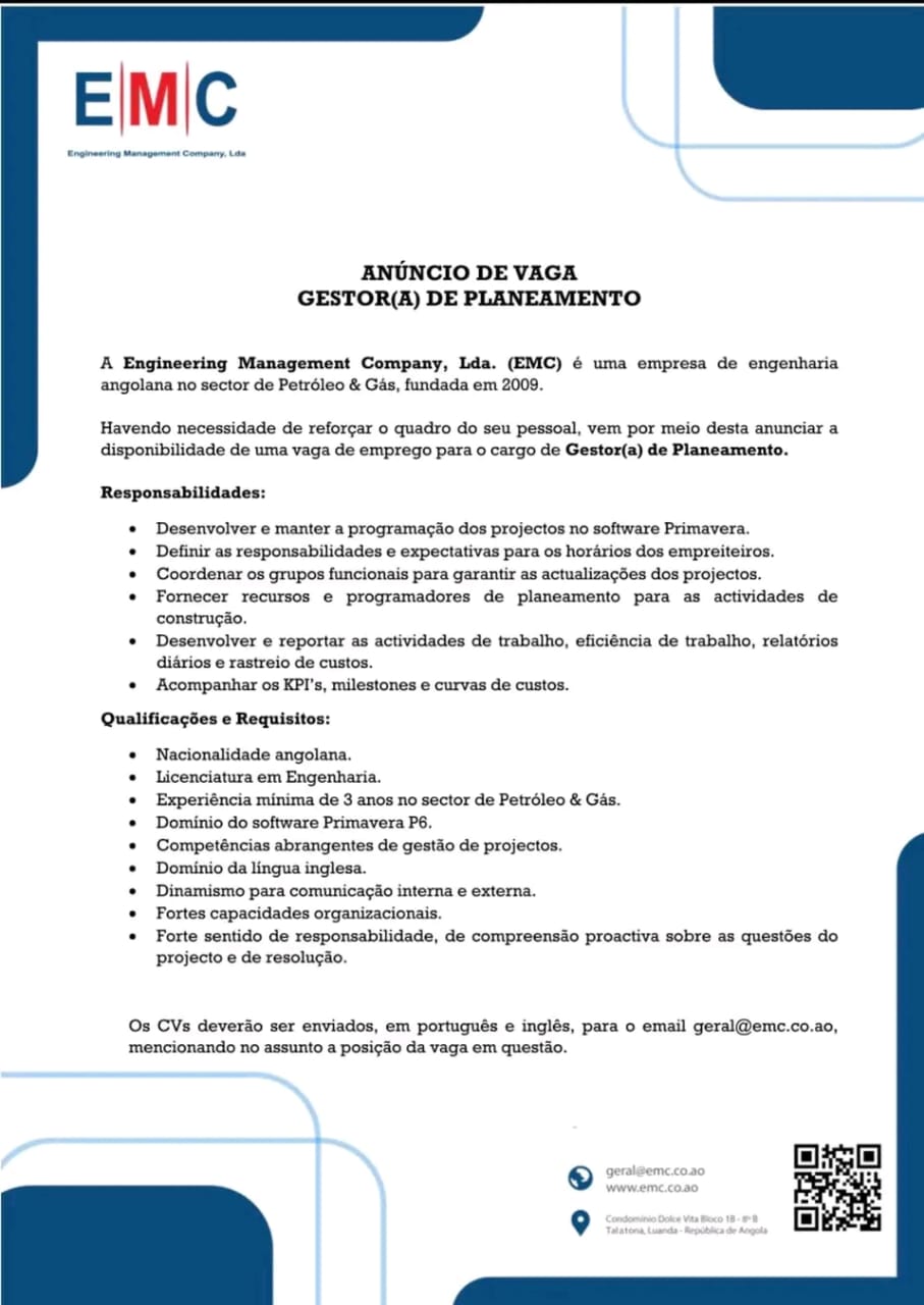 VAGA PARA GESTOR(A) DE PLANEAMENTO