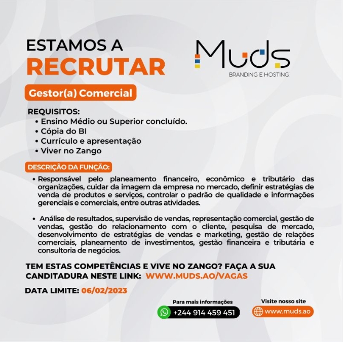 Vaga para Gestor (a) Comercial