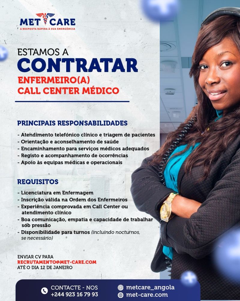 Vaga para  Enfermeiro(a) – Call Center Médico