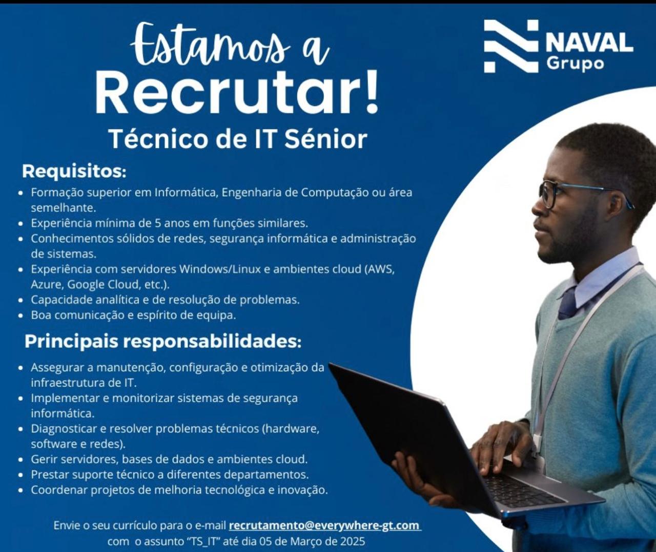 Vaga para Técnico de IT Sénior 