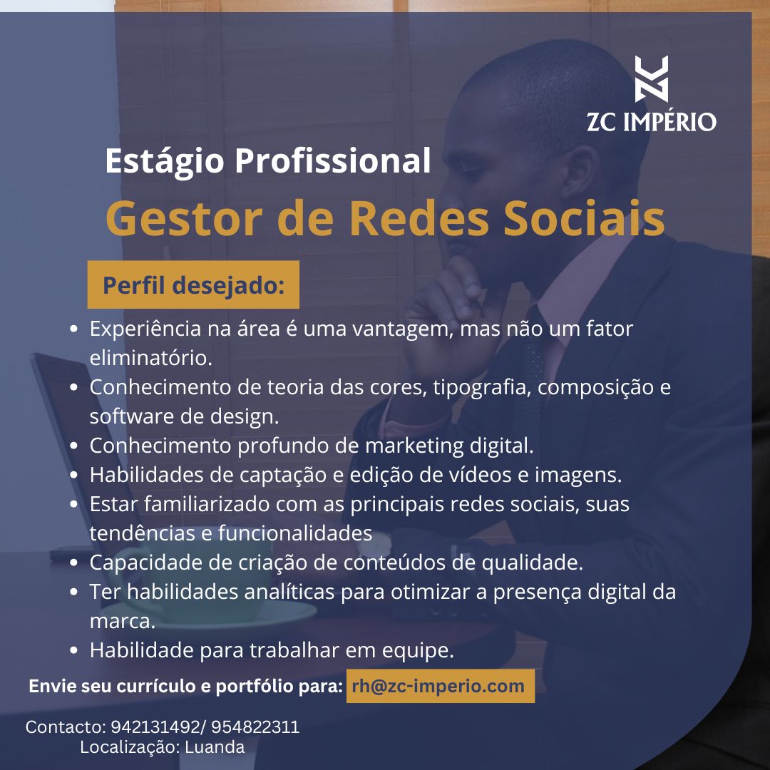 Oportunidade de estágio para Gestor de Redes Sociais