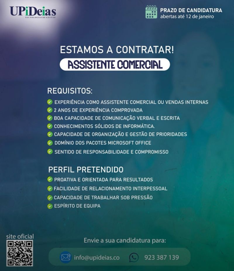 OPORTUNIDADE: ASSISTENTE COMERCIAL