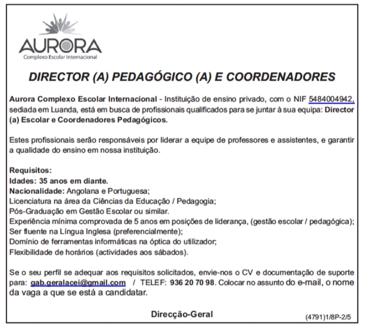 RECRUTAMENTO PARA DIRECTOR (A) PEDAGÓGICO (A) E COORDENADORES 