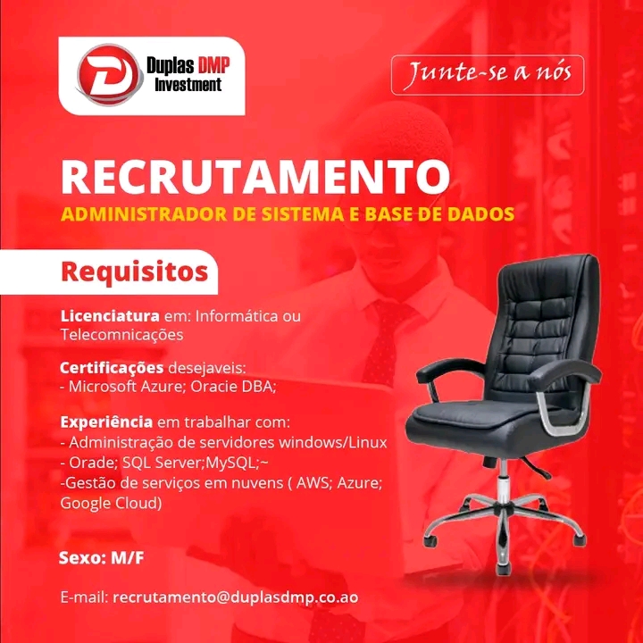 VAGA PARA ADMINISTRADOR DE SISTEMA E BASE DE DADOS 