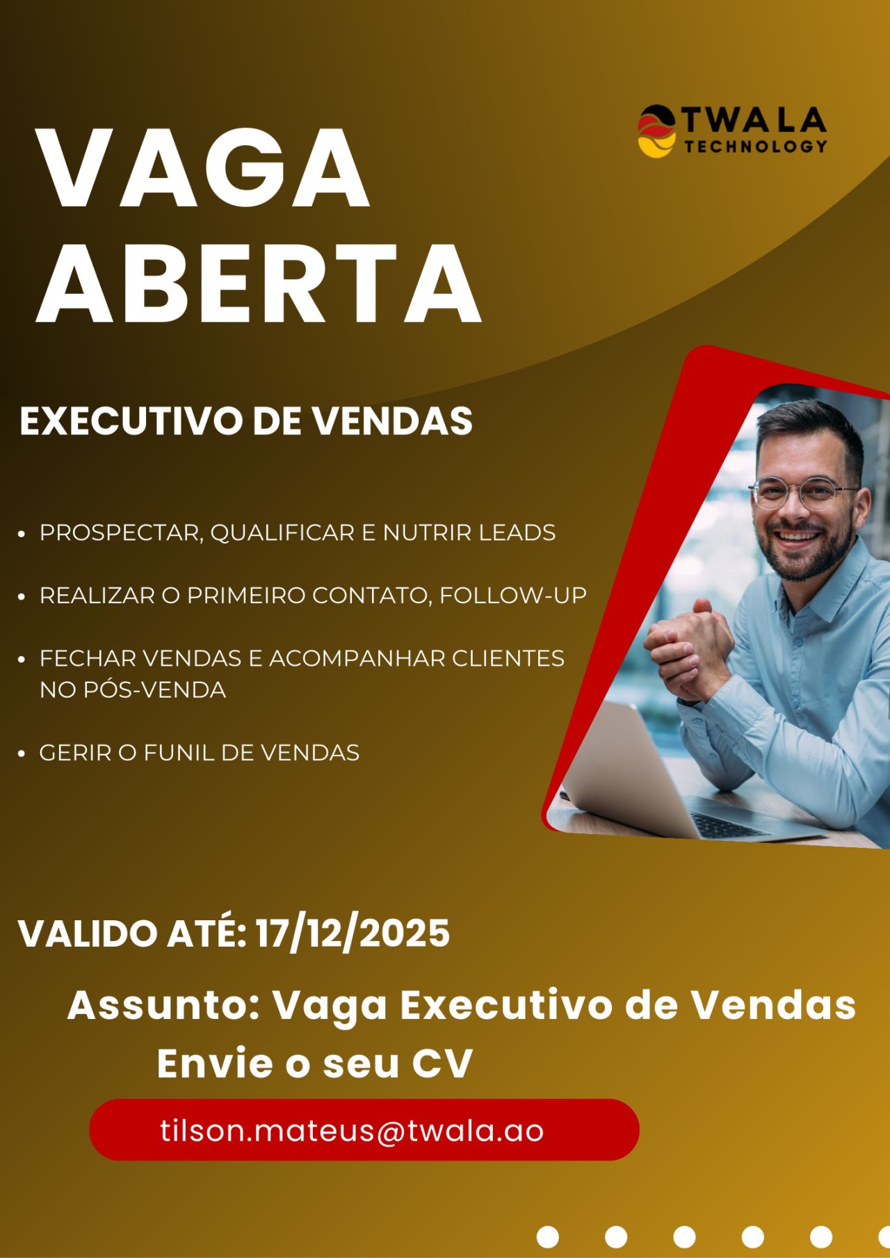 Vaga para Executivo de Vendas