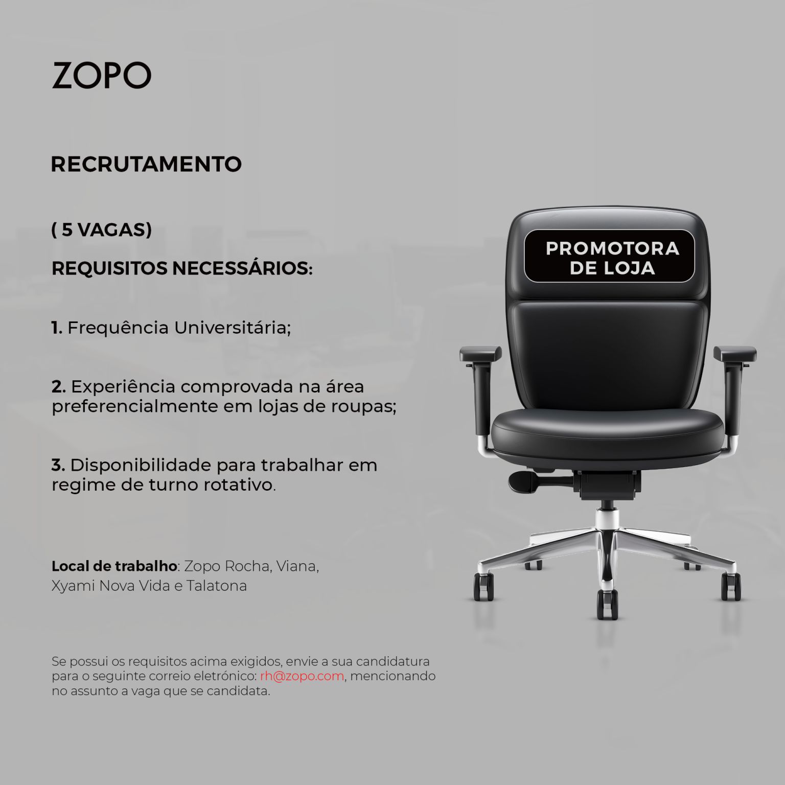 5 Vagas para Promotora de Loja na Zopo