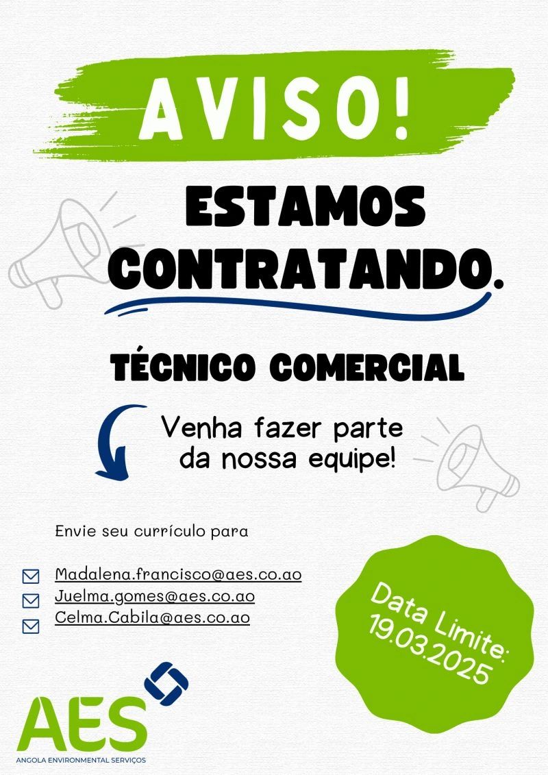 Vaga para Técnico Comercial