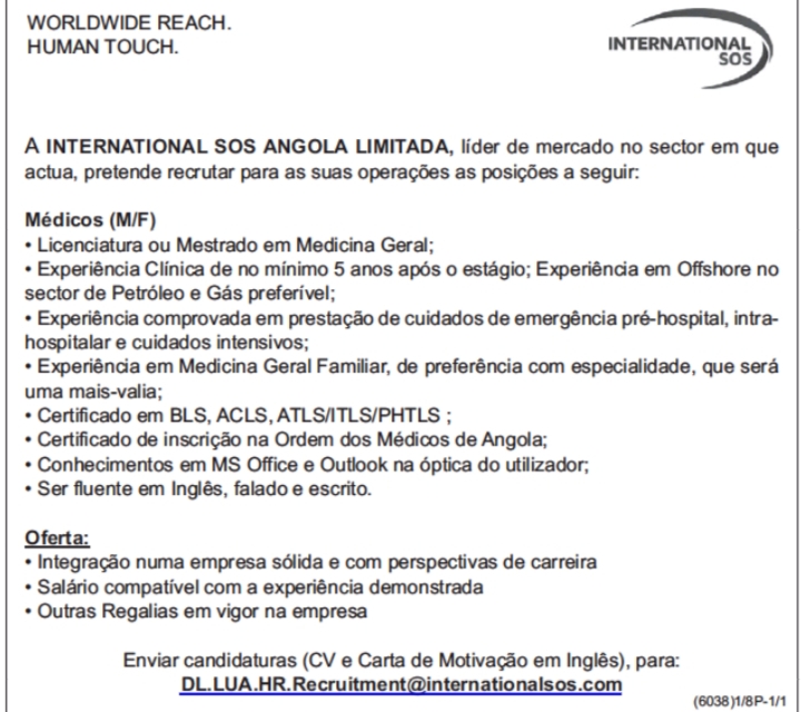 Vaga para Médicos (M/F) 