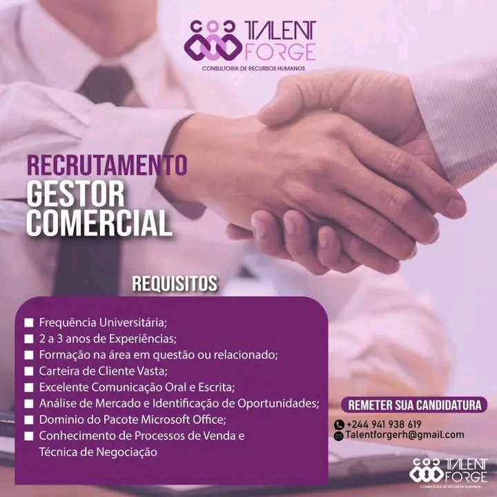 Vaga para Gestor Comercial