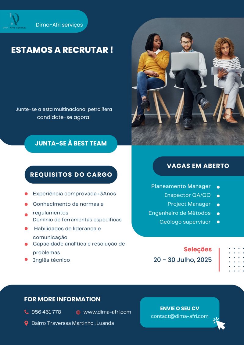 Vagas para Gerente de Planejamento, Inspetor QA/QC, Gerente de Projetos, Engenheiro de Métodos e Geólogo Sênior