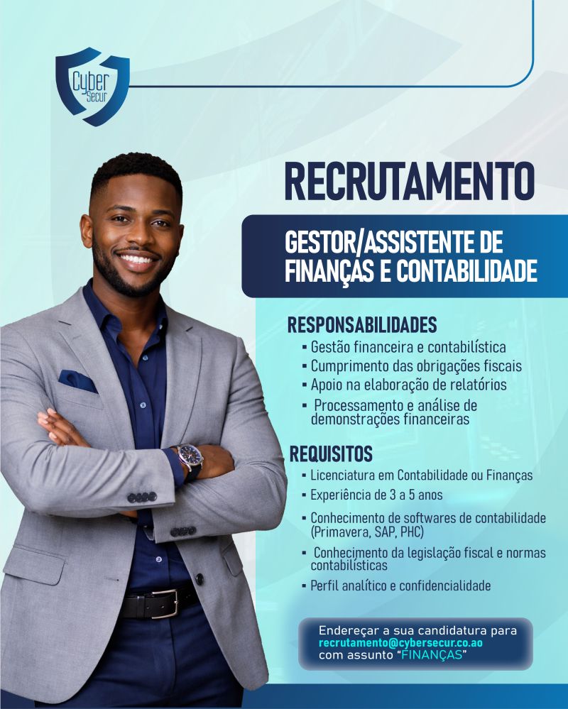 Vaga para ​Gestor/Assistente de Finanças e Contabilidade
