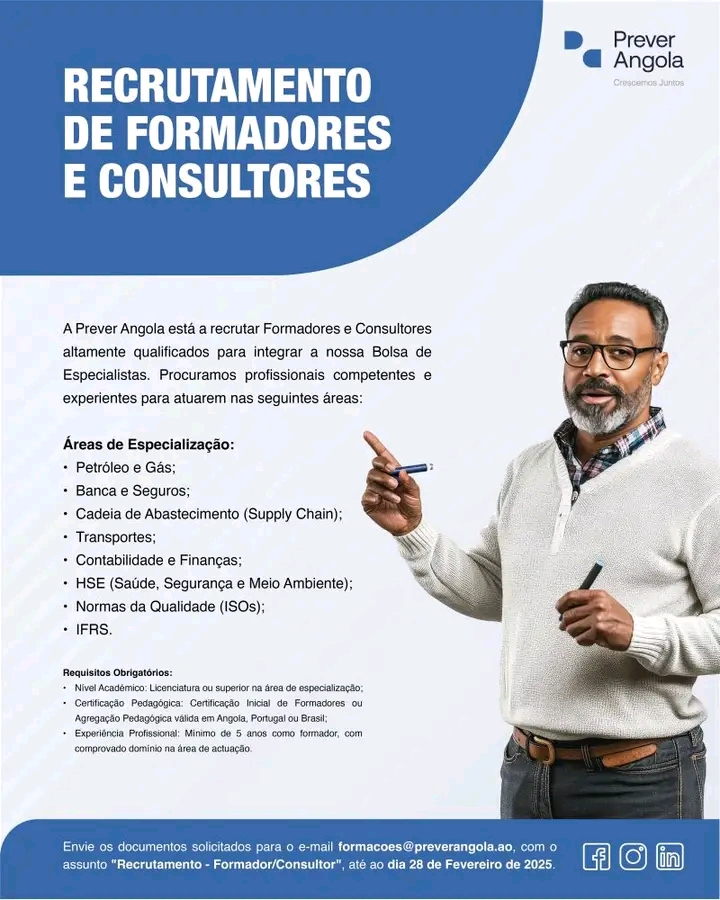 RECRUTAMENTO DE FORMADORES E CONSULTORES