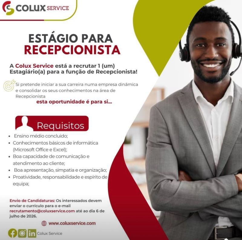 Vaga para Estagiário(a) Recepcionista