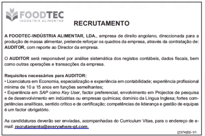 VAGA PARA AUDITOR