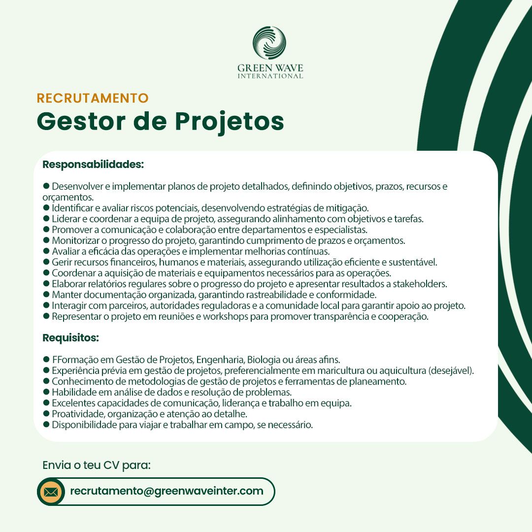 Vaga para Gestor de Projetos