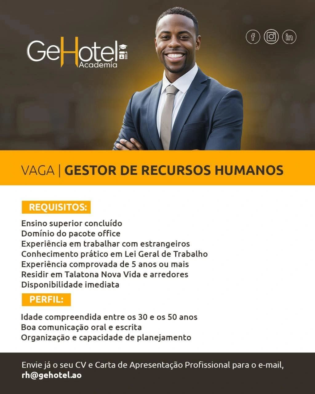 Recrutamento de Gestor de Recursos Humanos