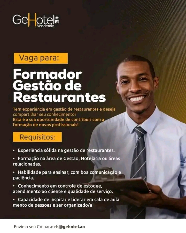 Vaga para Formador Gestão de Restaurantes 