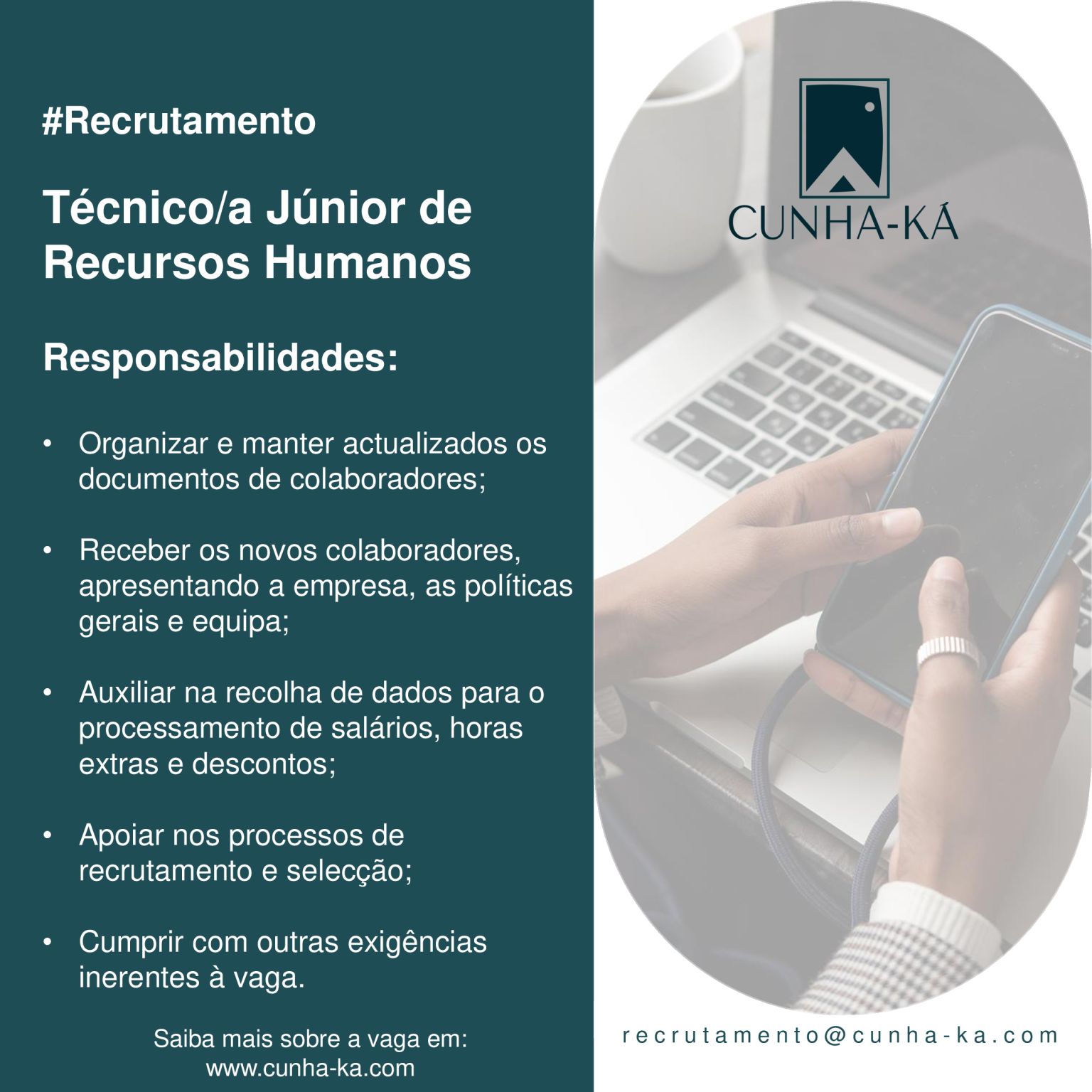 Vaga para Técnico/a Júnior de Recursos Humanos