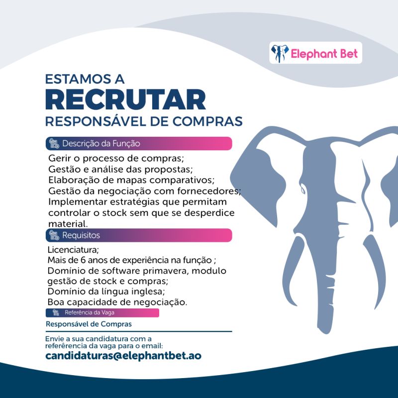 VAGA PARA RESPONSÁVEL DE COMPRAS 