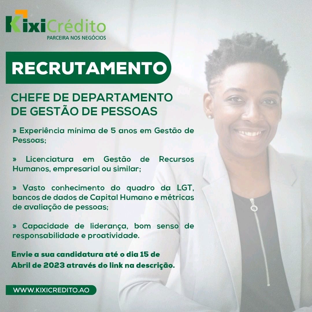 VAGA PARA CHEFE DE DEPARTAMENTO DE GESTÃO DE PESSOAS 