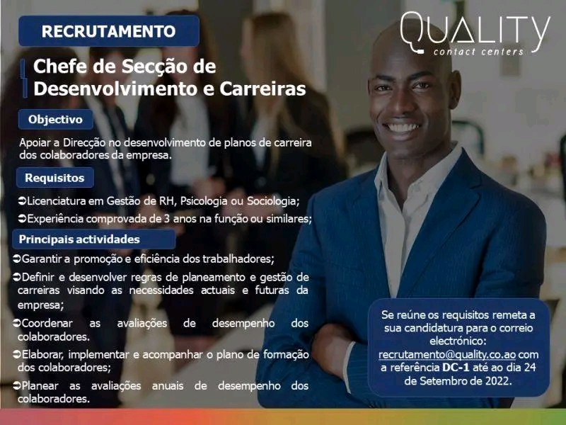 VAGA PARA CHEFE DE SECÇÃO DE DESENVOLVIMENTO E CARREIRAS