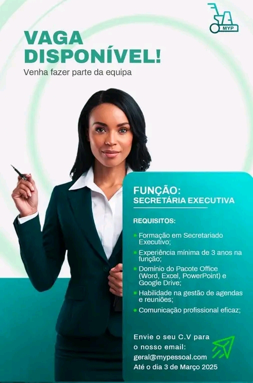 VAGA PARA SECRETÁRIA EXECUTIVA 